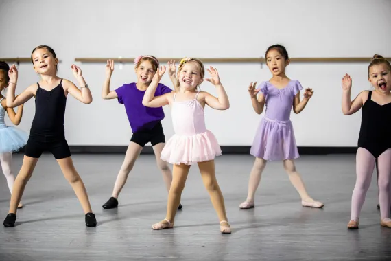 Group of girls in a ballet class