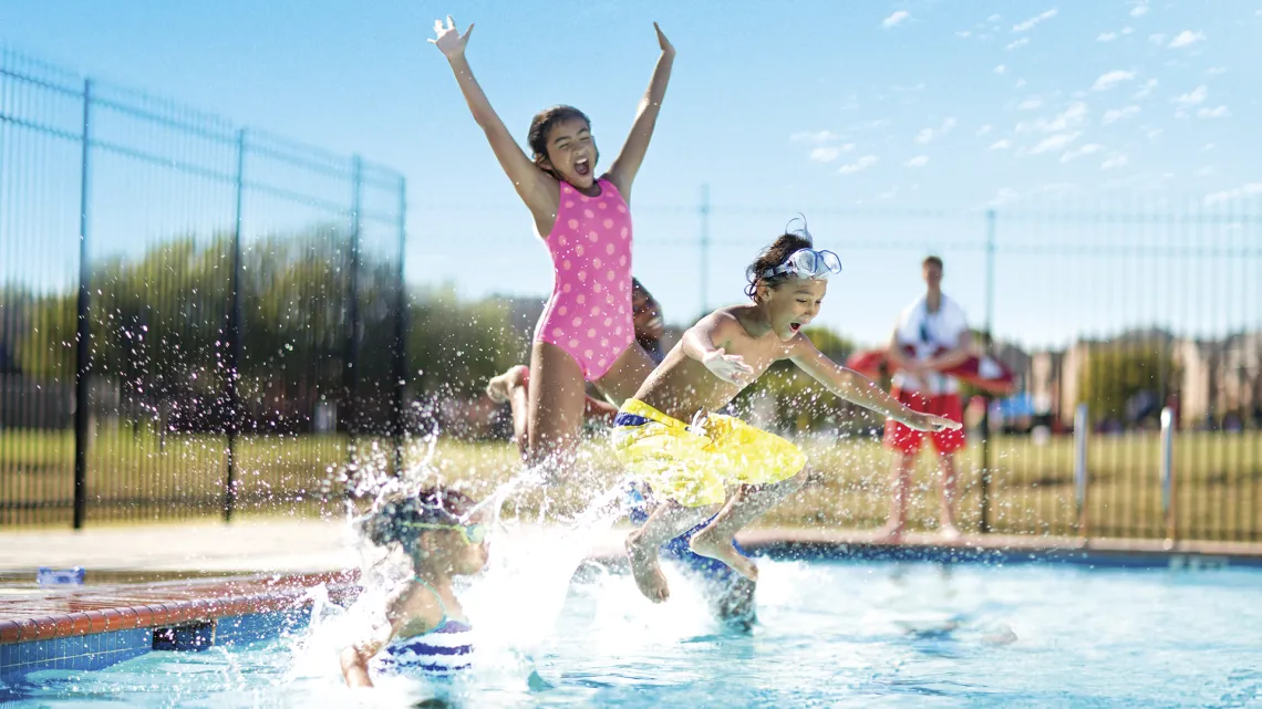 Kids  in a swimming pool