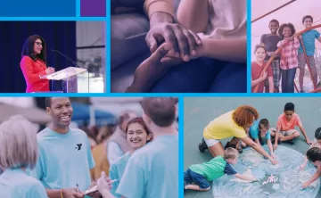 A collage of 5 images about community, unity, and diversity.